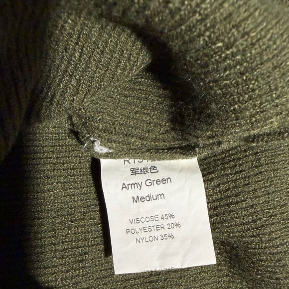 Olive green fitted V neck sweater dress - Picture 5 of 10